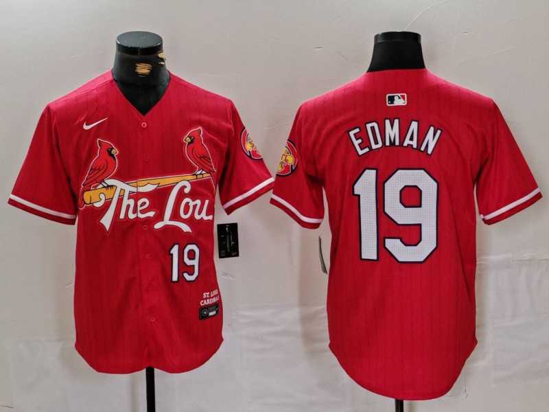 Men's St Louis Cardinals #19 Tommy Edman Red 2024 City Connect Stitched Baseball Jersey,We sell and wholesale Men's St Louis Cardinals #19 Tommy Edman Red 2024 City Connect Stitched Baseball Jersey on line form chian!